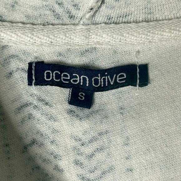 OCEAN DRIVE Hoodie Sweater Small White Black Stripe Drawstring Poncho Baja - Picture 7 of 13